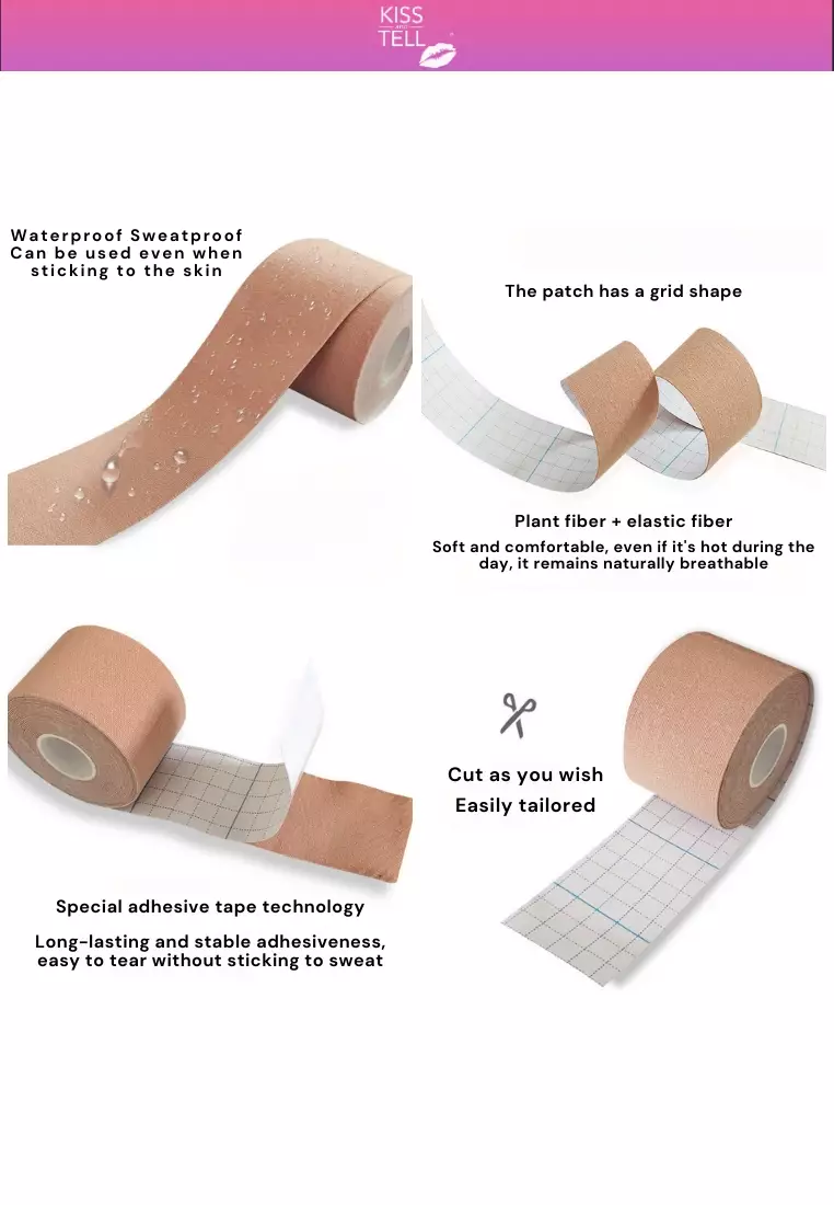 3 Pack Premium 5cm Body Tape Invisible Breast Lifting and Sports Muscle Tape Roll Waterproof in Black
