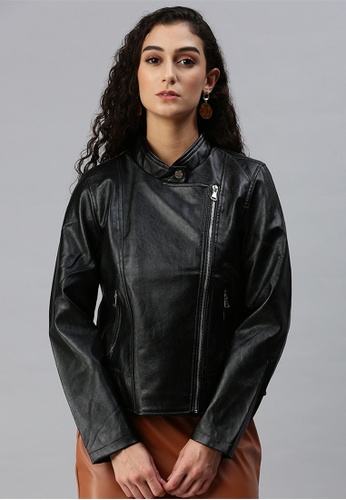 London Rag black Black Faux Leather Biker Jacket D7D10AA632E7B0GS_1