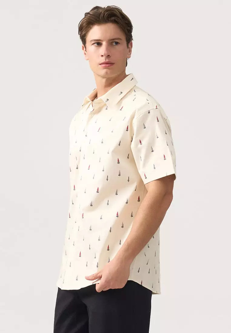 Regular Fit Button Down Printed Shirt