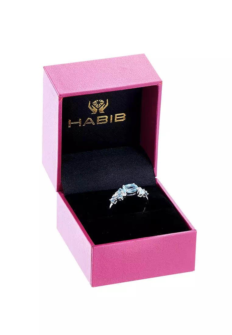 HABIB Chic Collection Blue Topaz Gemstone Diamond Ring in 375/9K White Gold 263190722(WG)