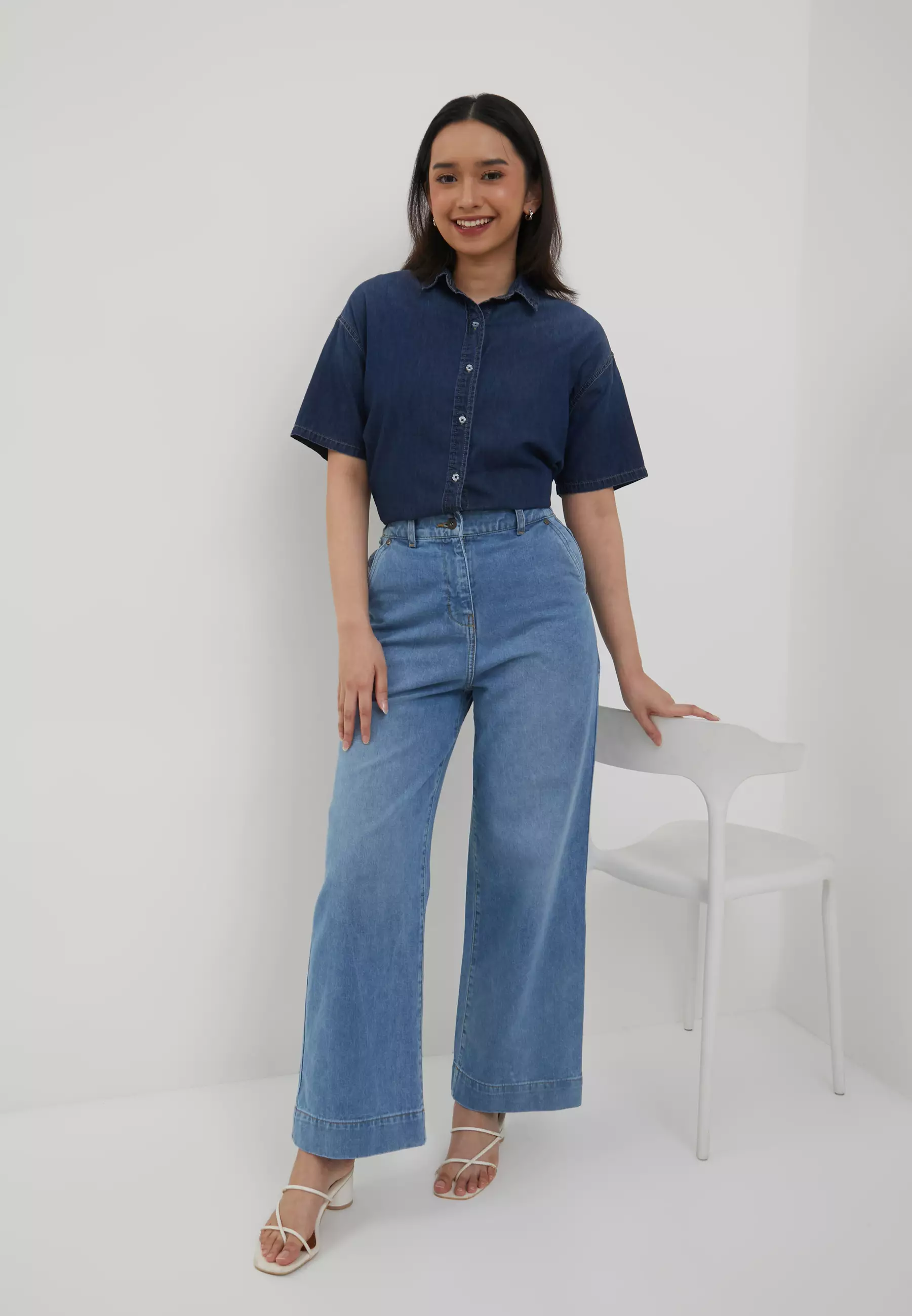 Wide Leg Jeans Light Blue Denim (G.3406)