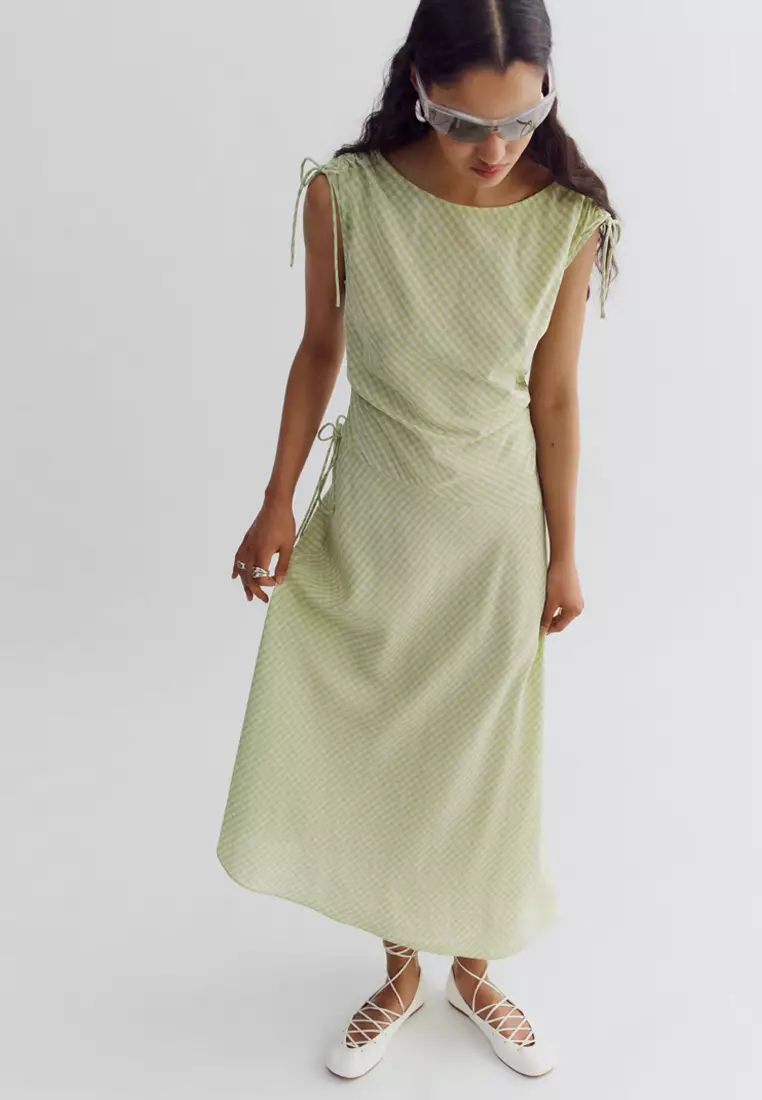 Asymmetric Draped Midi Dress
