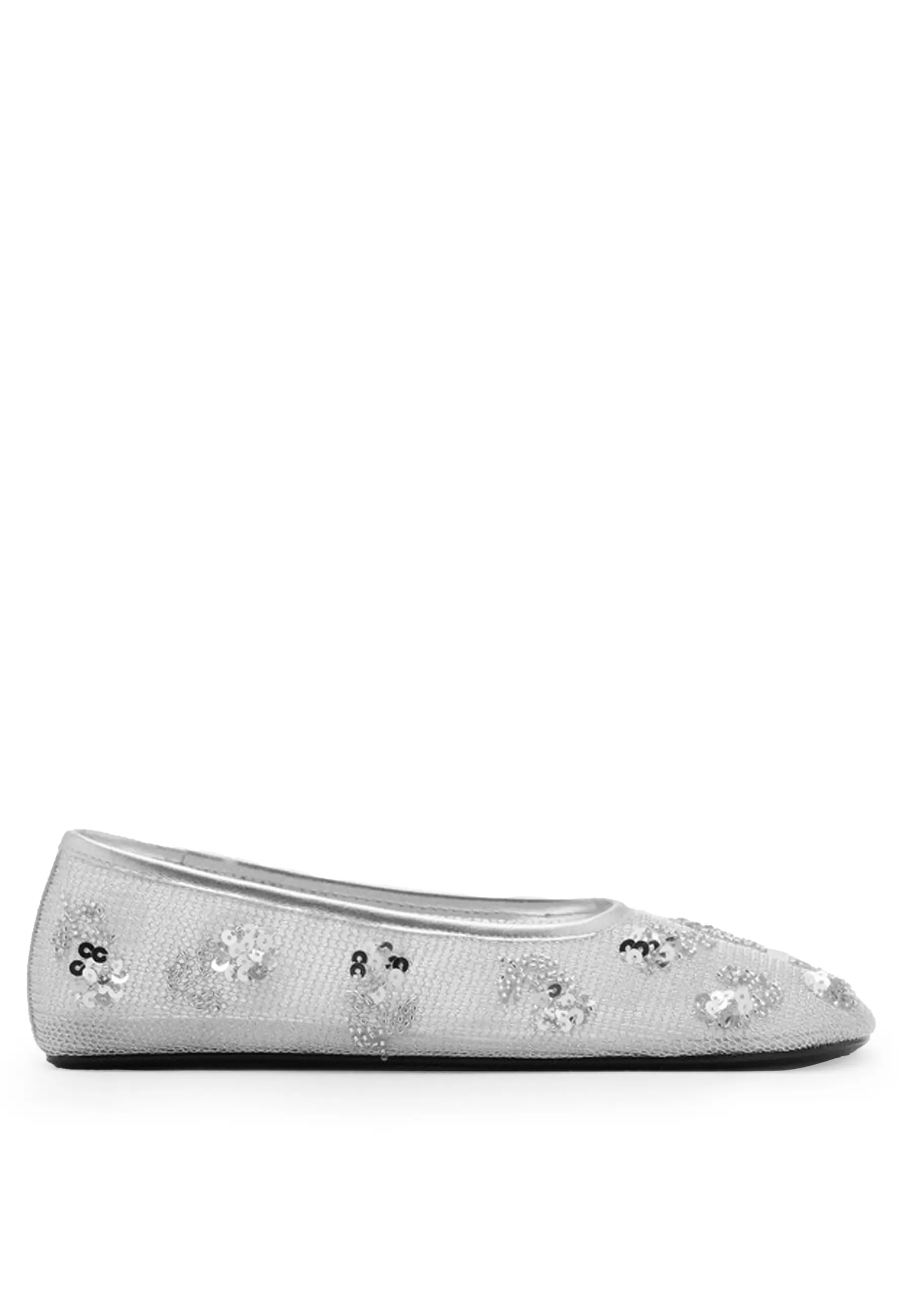 Discount on Mango  shoes - SKU: Sequin Embroidered Mesh Ballerina Flats
