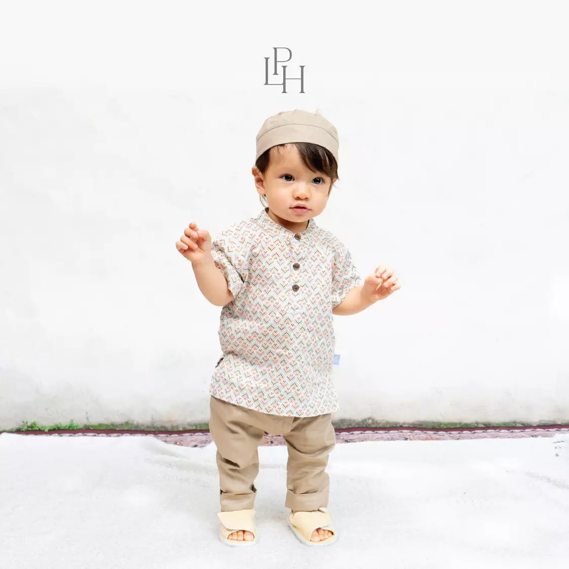 Little Palmerhaus - Baju Lebaran 2026 - Saraya Baby Koko Set + Peci (Setelan Baju Koko Bayi Usia 0-12 Bulan) Teal Green