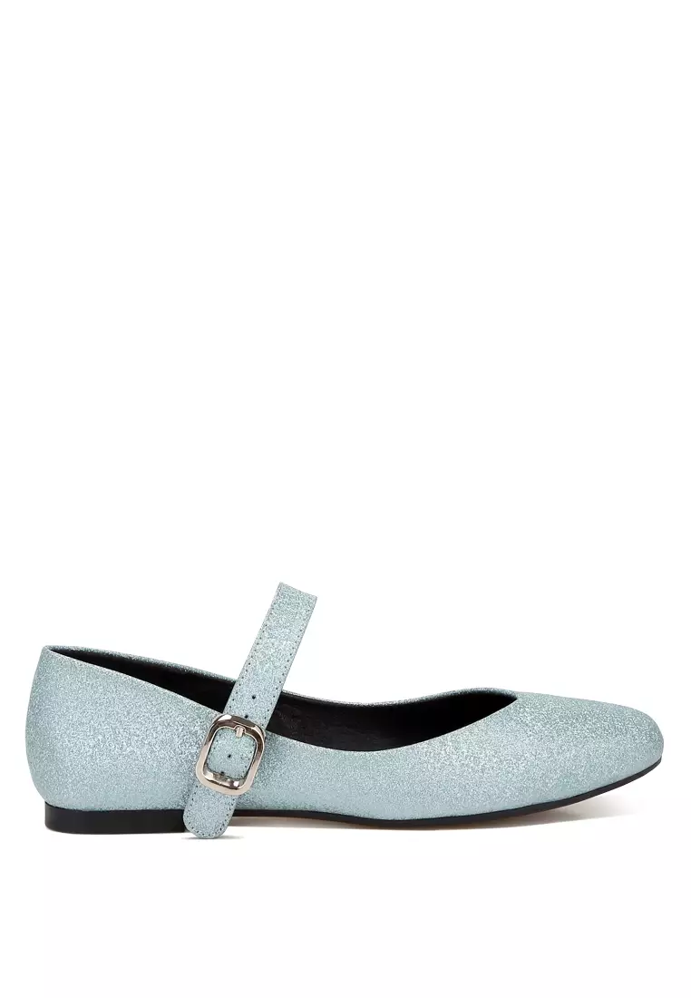 Discount on London Rag  shoes - SKU: Glitter Pin Buckle Ballerinas in Baby Blue