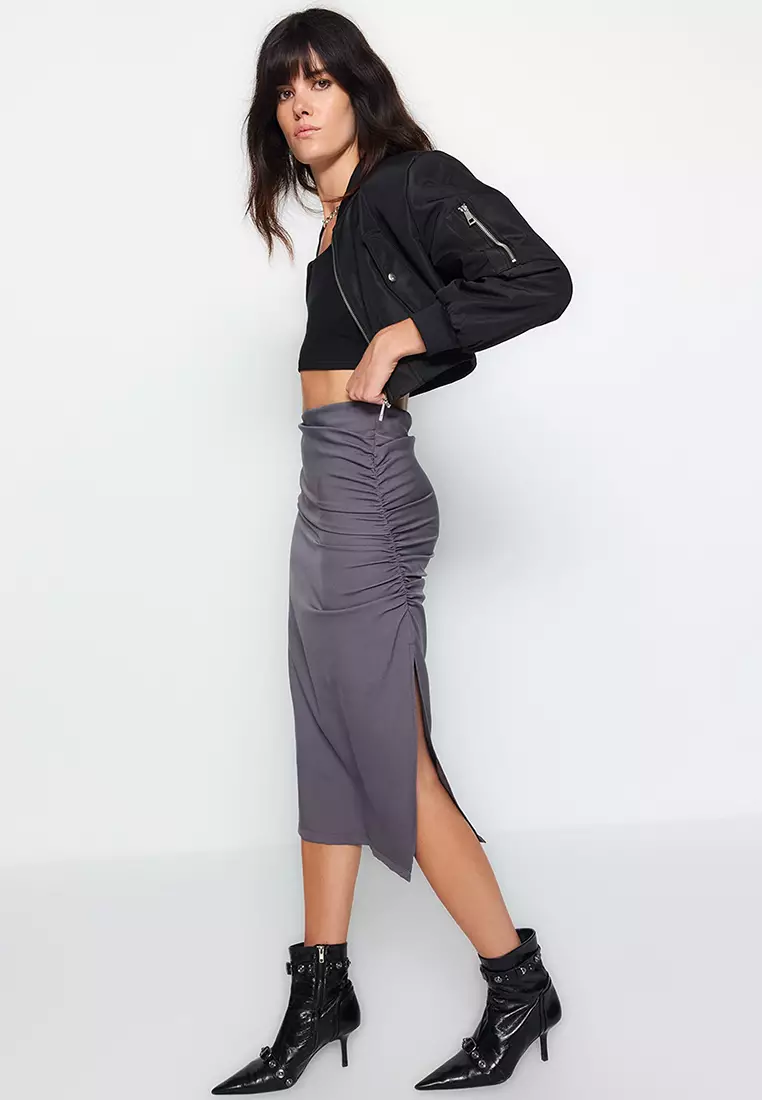 Ruched Midi Skirt