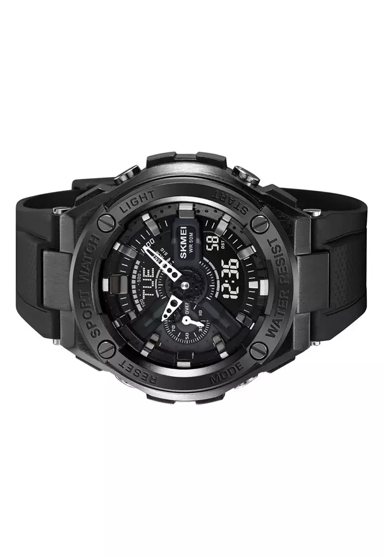 Jam Tangan Digital Analog Pria Sporty World Time Material TPU Waterproof ORIGINAL