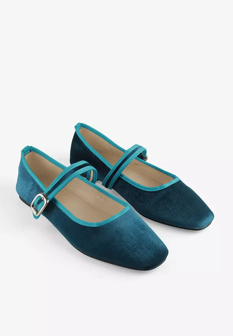 Vivienne Flat Ballerina Shoes in Blue