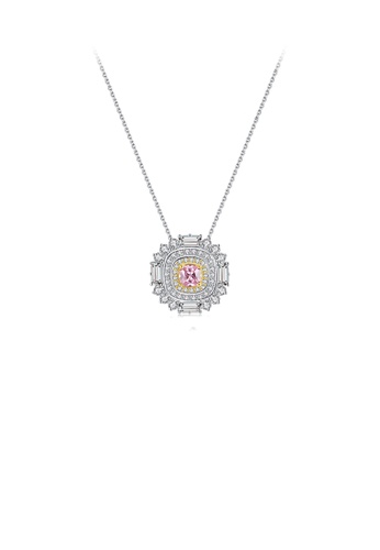 Glamorousky Fashion Bright Geometric Pendant with Cubic Zirconia and Necklace