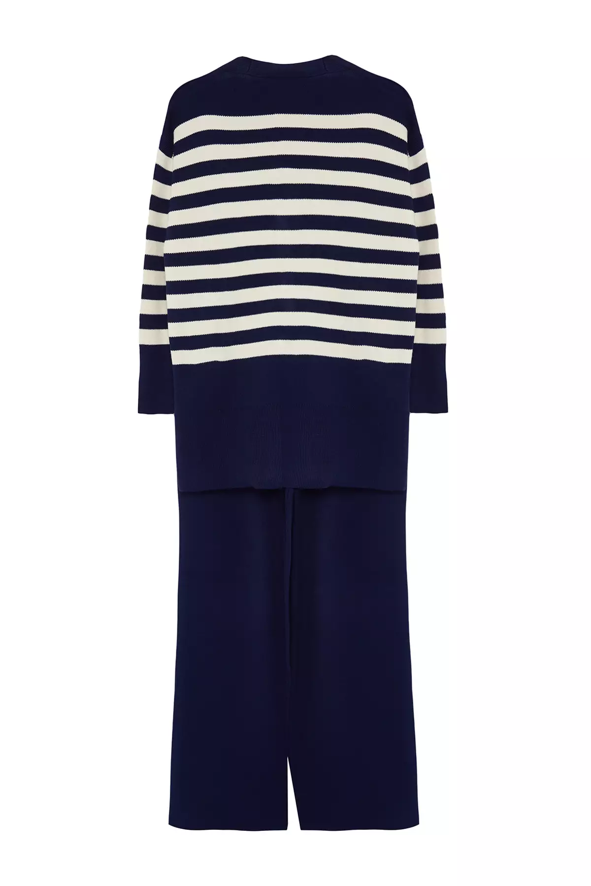 Navy Blue Knitwear Cardigan And Trousers Set - Tctaw24Us00054