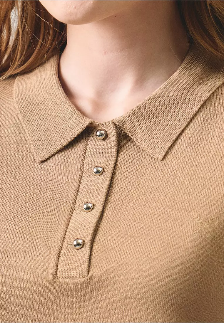 Flat Knit Polo With Shank Buttons​