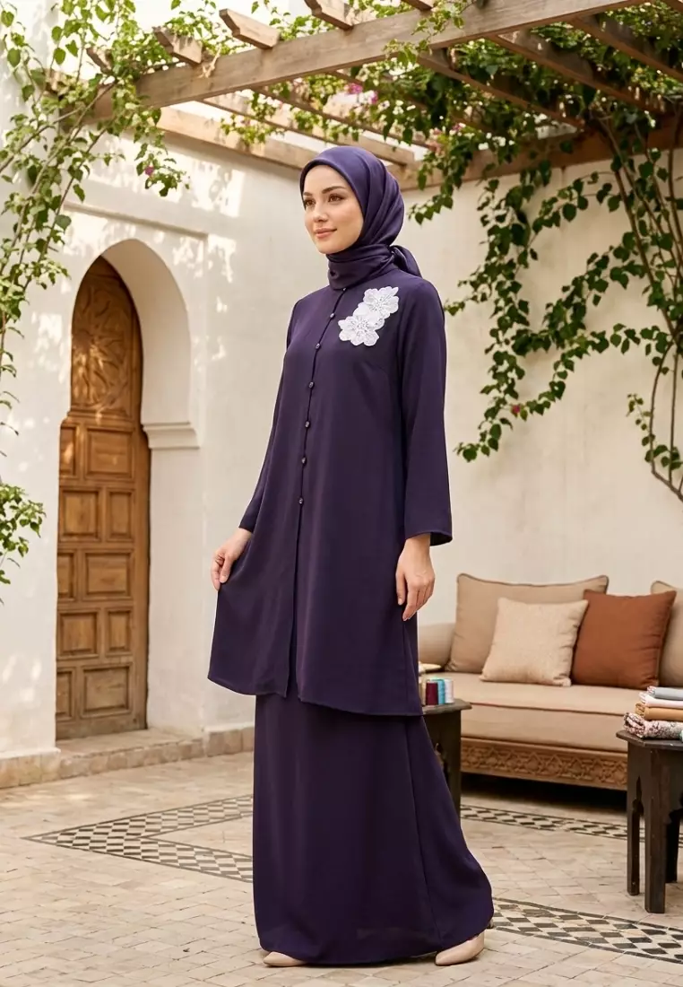 Rok duyung Bawahan Baju Kurung Warna Burgundy By Brilliant Girl Warna BURGUNDY