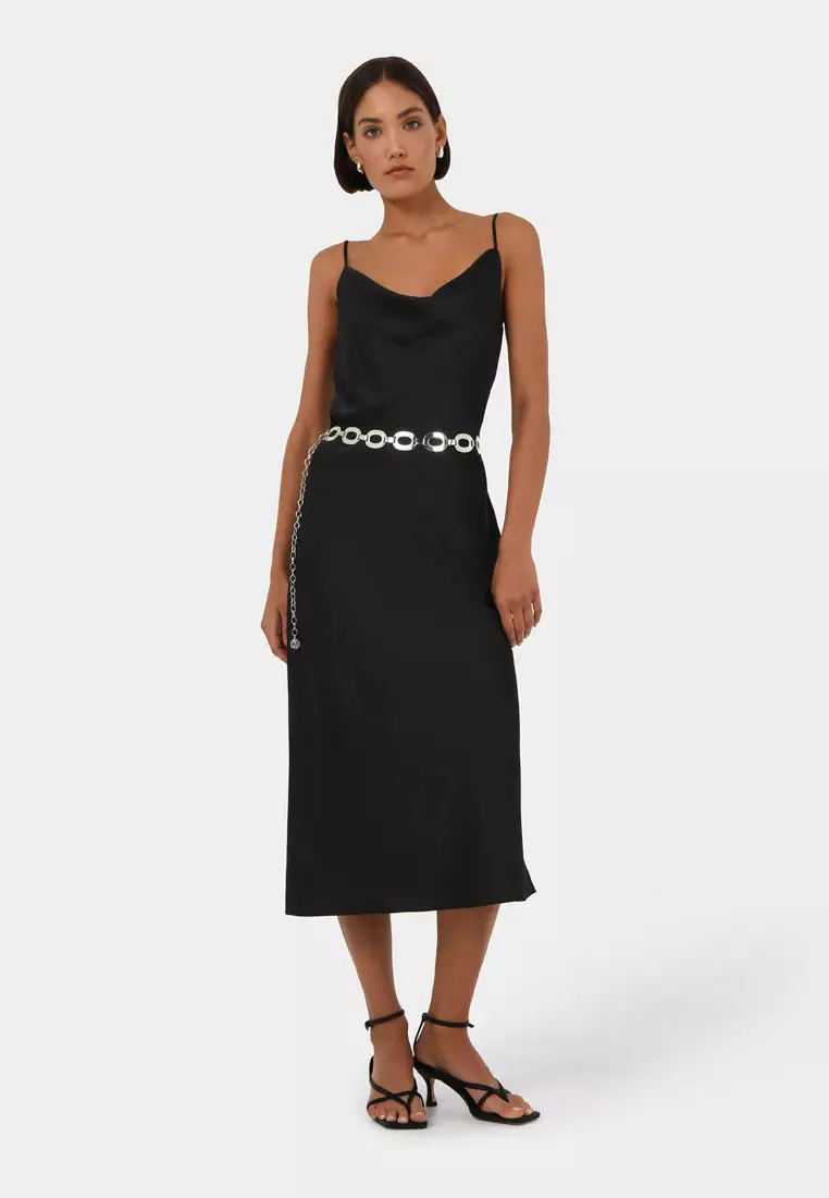 Joy Satin Cowl Neck Dress