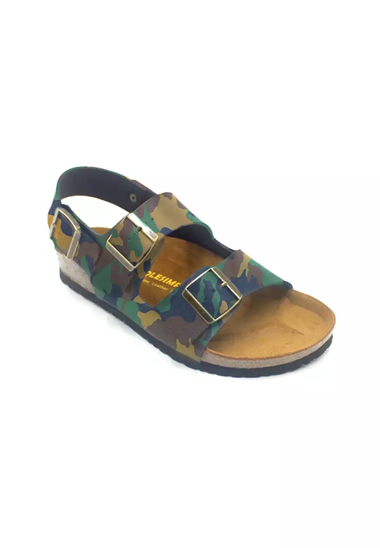 Milan - Camouflage Leather Sandals & Flip Flops