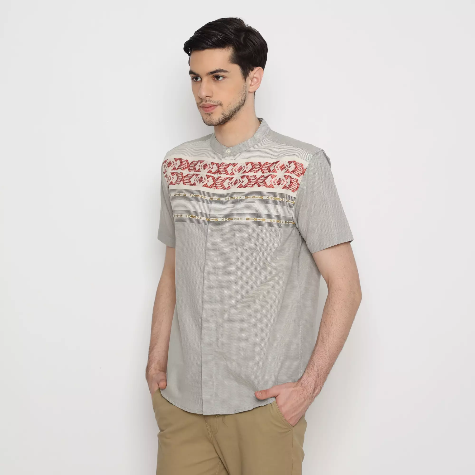 Platini Kemeja Koko Pria Lengan Pendek Katun Abu 931140
