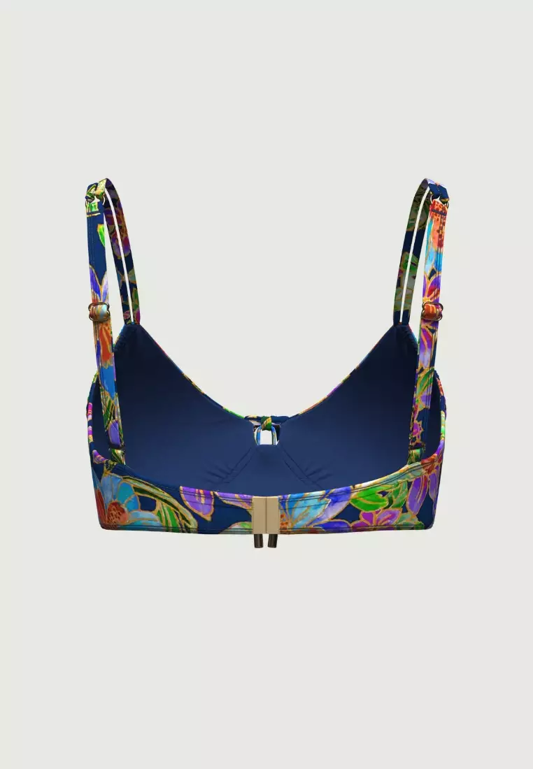 Tropadelic Island Navy Plus Cup Tie Front Bikini Top