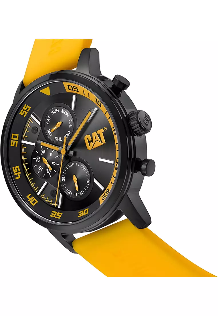 Caterpillar CAT AK.169.27.127 - Jam Tangan Pria - Casual Men's Watches - Yellow Rubber Strap