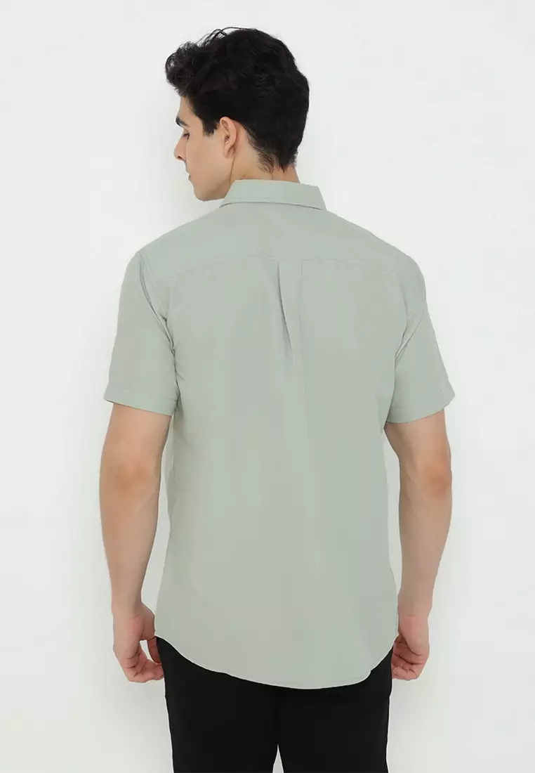 POLICE Kemeja Polos Basic Cotton Soft Regular Fit Lengan Pendek Pria