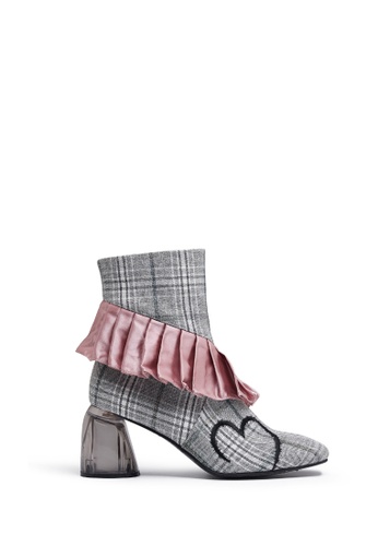House of Avenues grey Ladies Transparent Heel Boots 4158 Light Grey 36D11SH89E6E2FGS_1