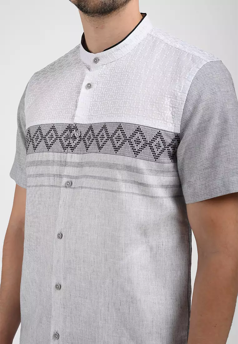 MOC Kemeja Koko Lengan Pendek Pria TRISTAN-GREY
