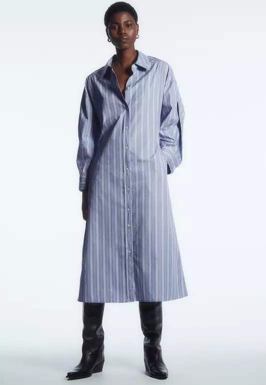 Pinstriped Shirt Dress