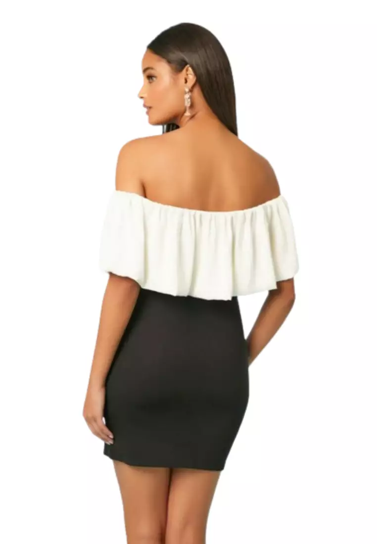 Colorblock Off the Shoulder Dress