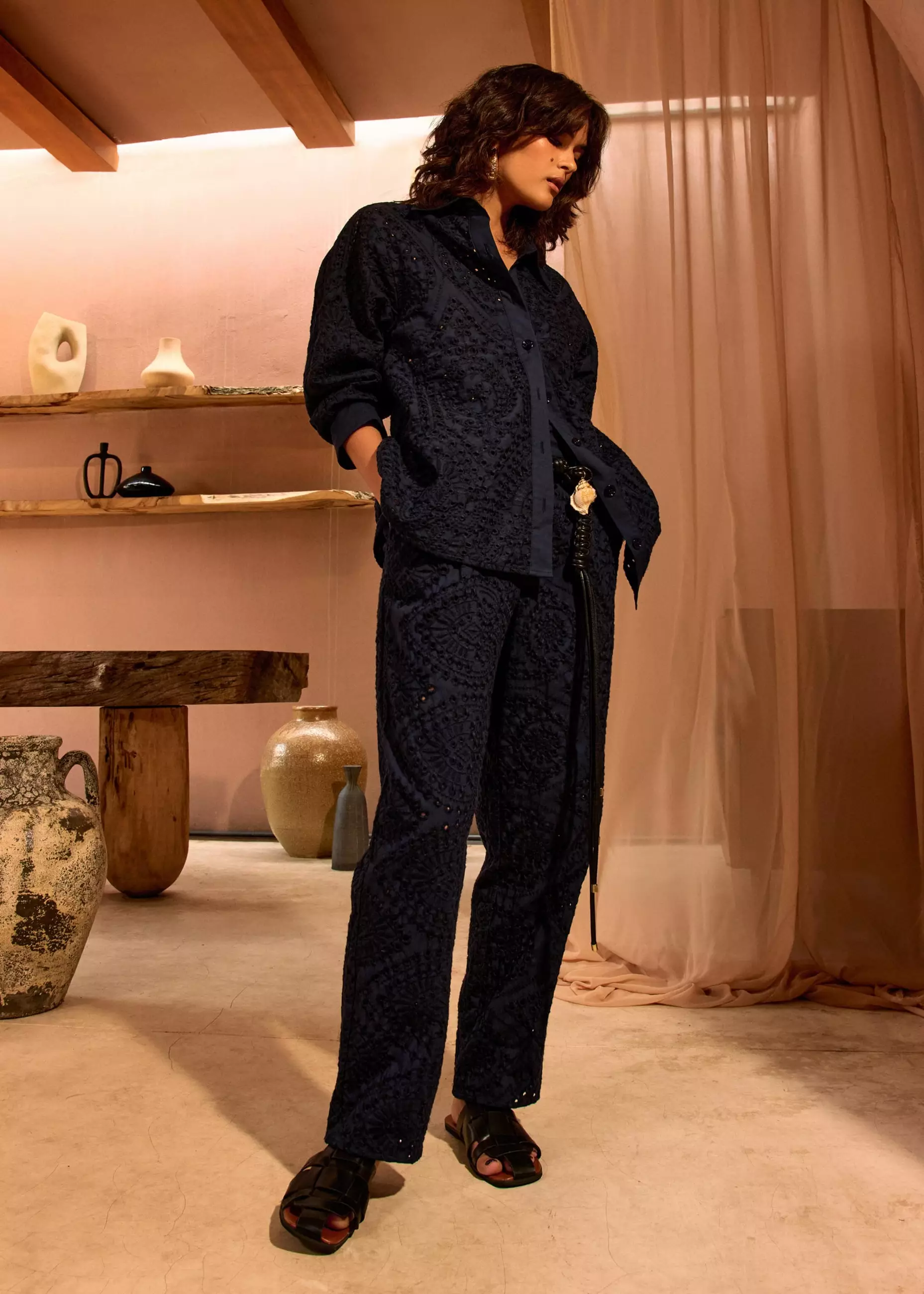 Celana Panjang Wanita - Elastic Peg Leg Pants in Soft Breeze Broderie