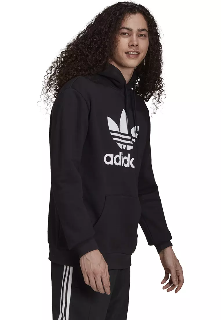 Adidas originals trefoil best sale hoodie black