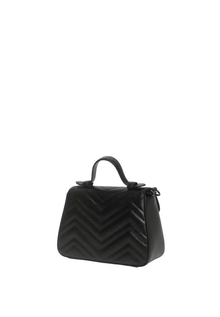 GG MARMONT 13 MINI TOP HANDLE BAG BLACK CALFSKIN