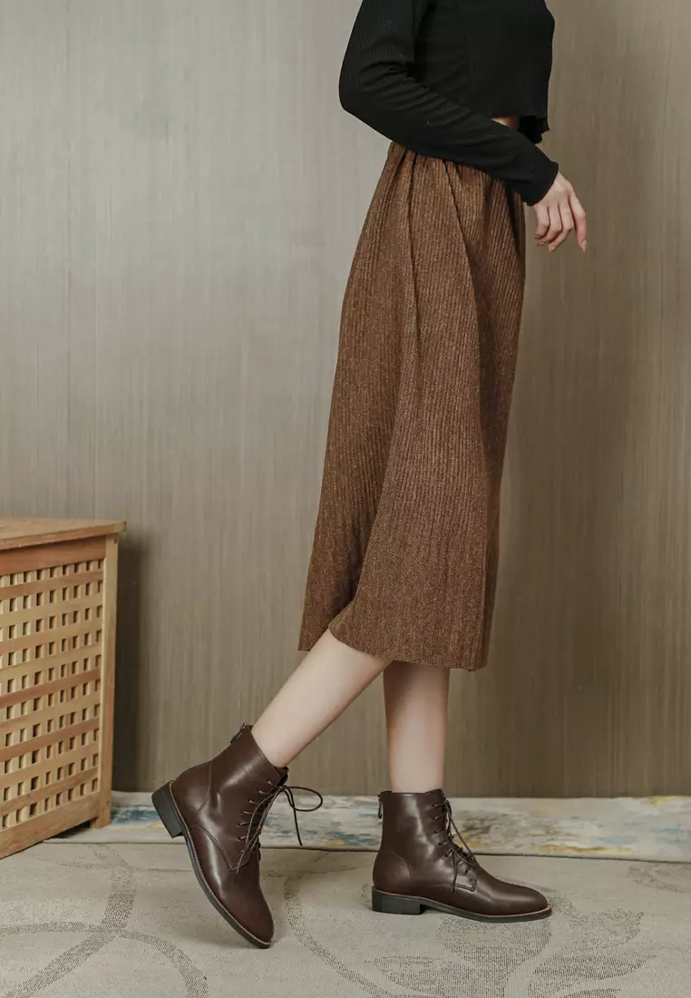 Faux Leather Lace Up Martin Boots TE2045-1