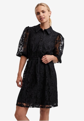 Vero Moda black Bon Lace Shirt Dress 25C30AA0F5341FGS_1