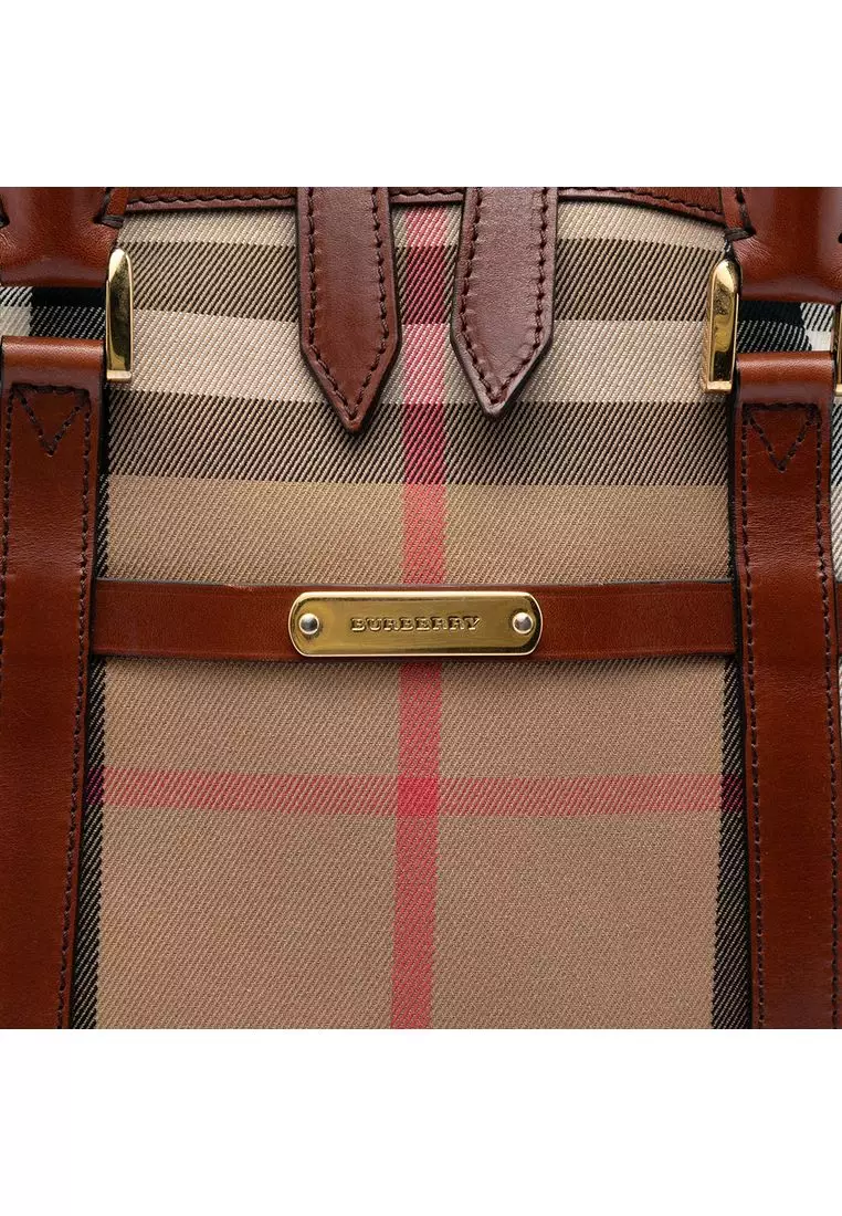 Pre-Loved Burberry Medium House Check Canvas Bridle Orchard Handbag