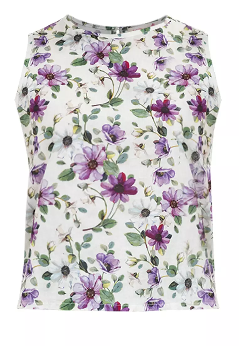 London Floral Blouse with Side Buttons