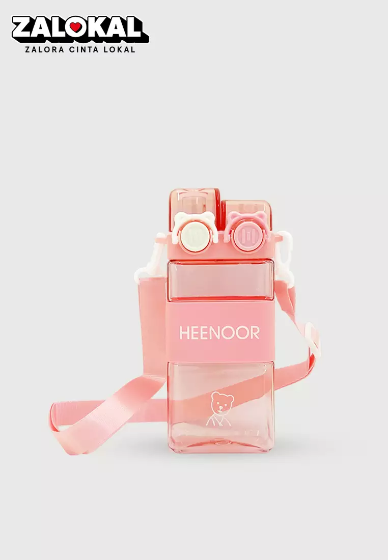 Wakakids Botol Minum Anak Plastik Kotak Sedotan dan Tali Panjang dengan Model 2 Cara Minum 570ML K259 Venjr Pink