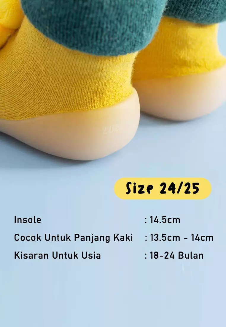 Kaos Kaki Sepatu Bayi Prewalker Anak Anti Slip Motif Karakter Boneka 3D Alas Karet Import Venrc Bear Coklat
