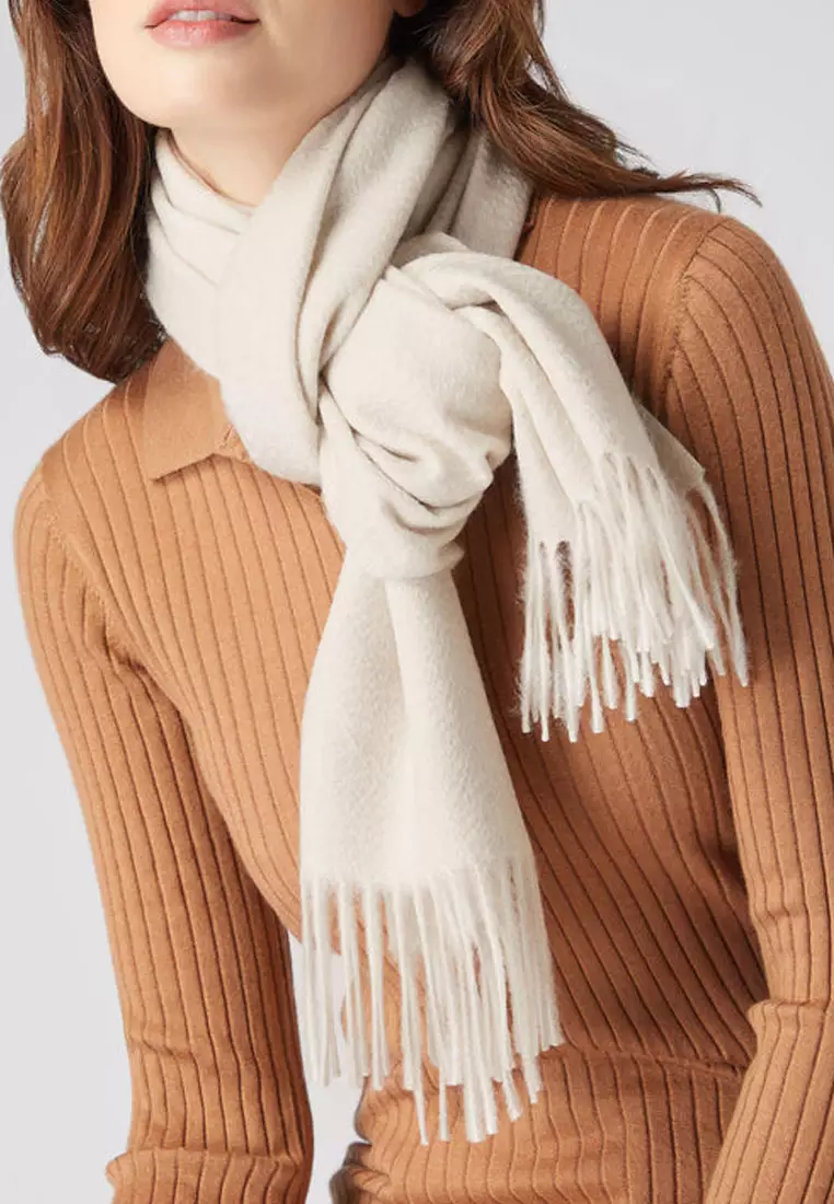 Aksesoris Wanita Pure 100% Virgin Wool Cashmere Shawl Syal Wanita Kasmir Milky White