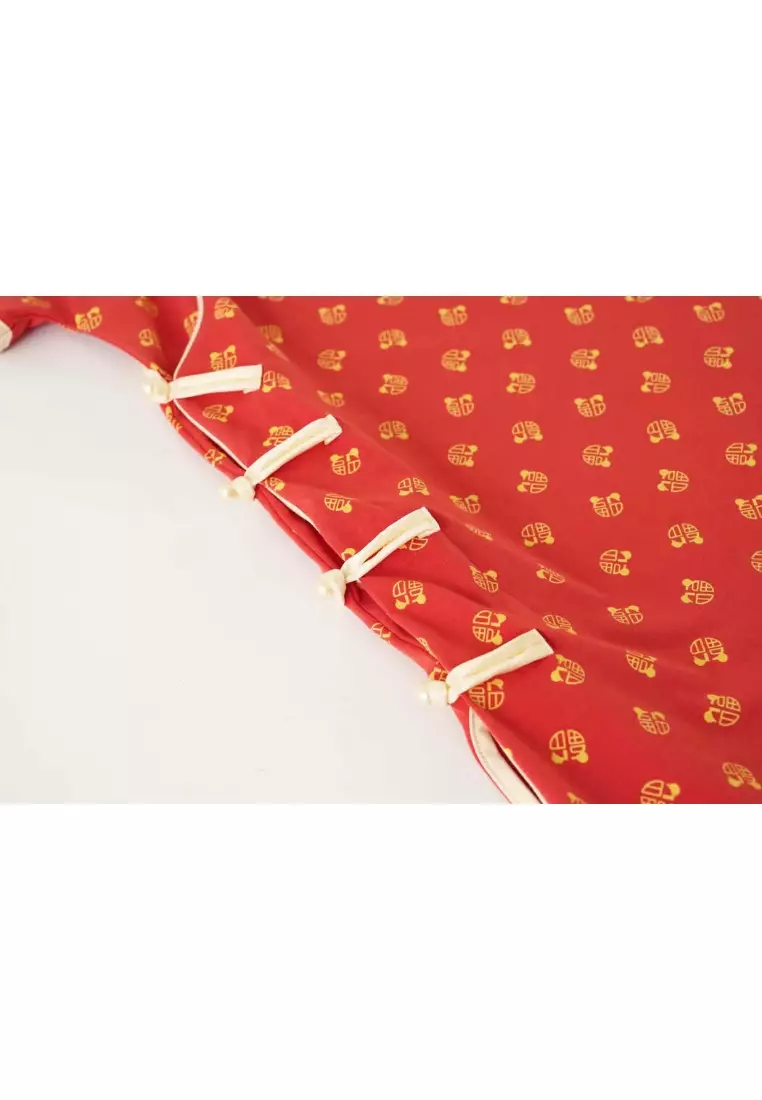 Blessing and Joy Family Set with Lucky Fu Characters Baby Kids Girl Cheongsam Dress 0830