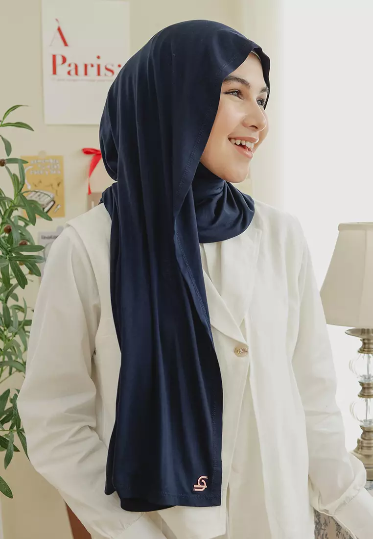 Tana Signature Shawl Navy (Pashmina Rayon Exclusive New Label)