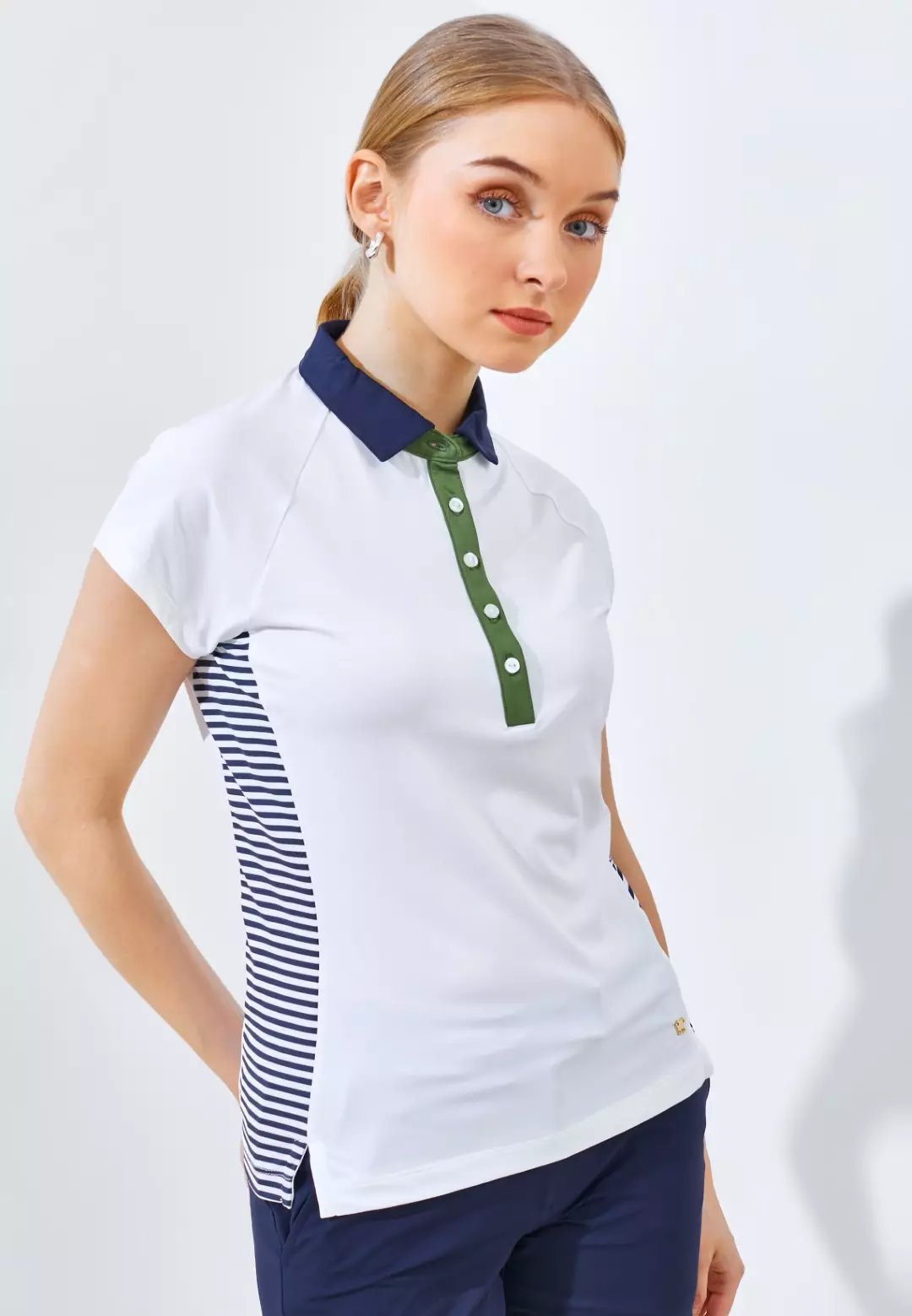 Jack Nicklaus Citruswood Premium Side Stripe Polo Ladies Bright White