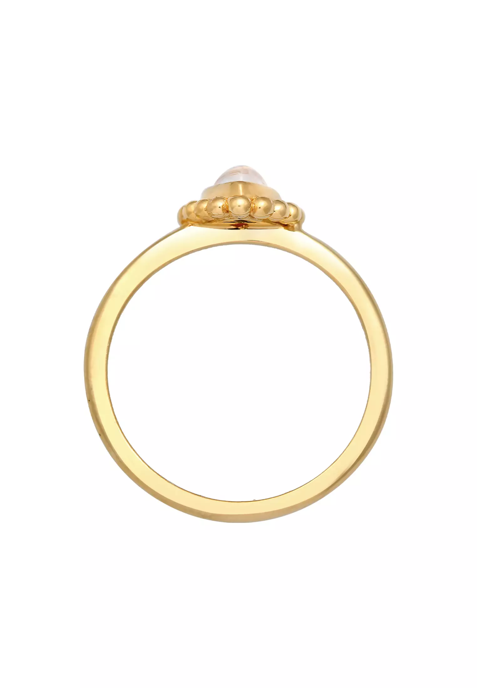 Ring Drops Balls Moonstone Gold Plated