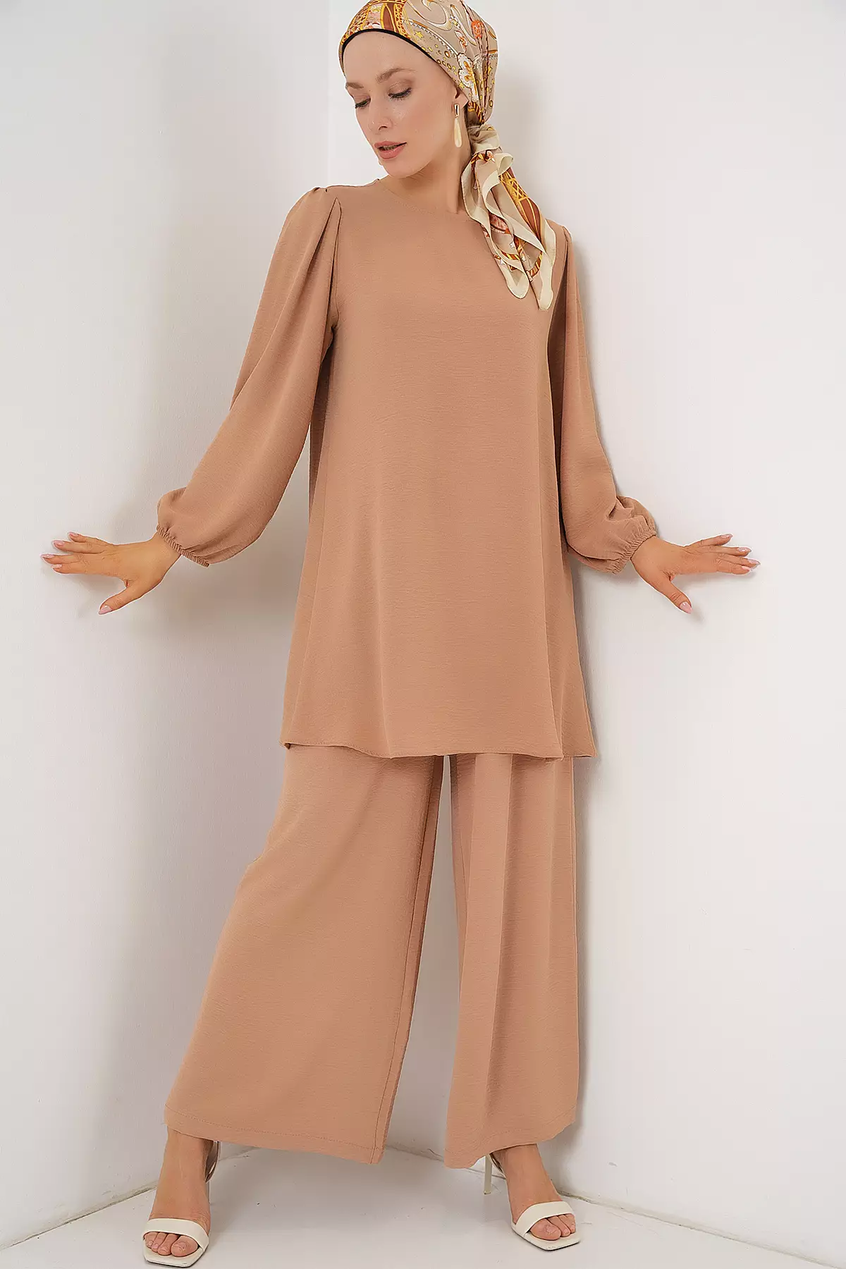 Ayrobin Tunic Pants Bottom Top Set 6712 - Mink