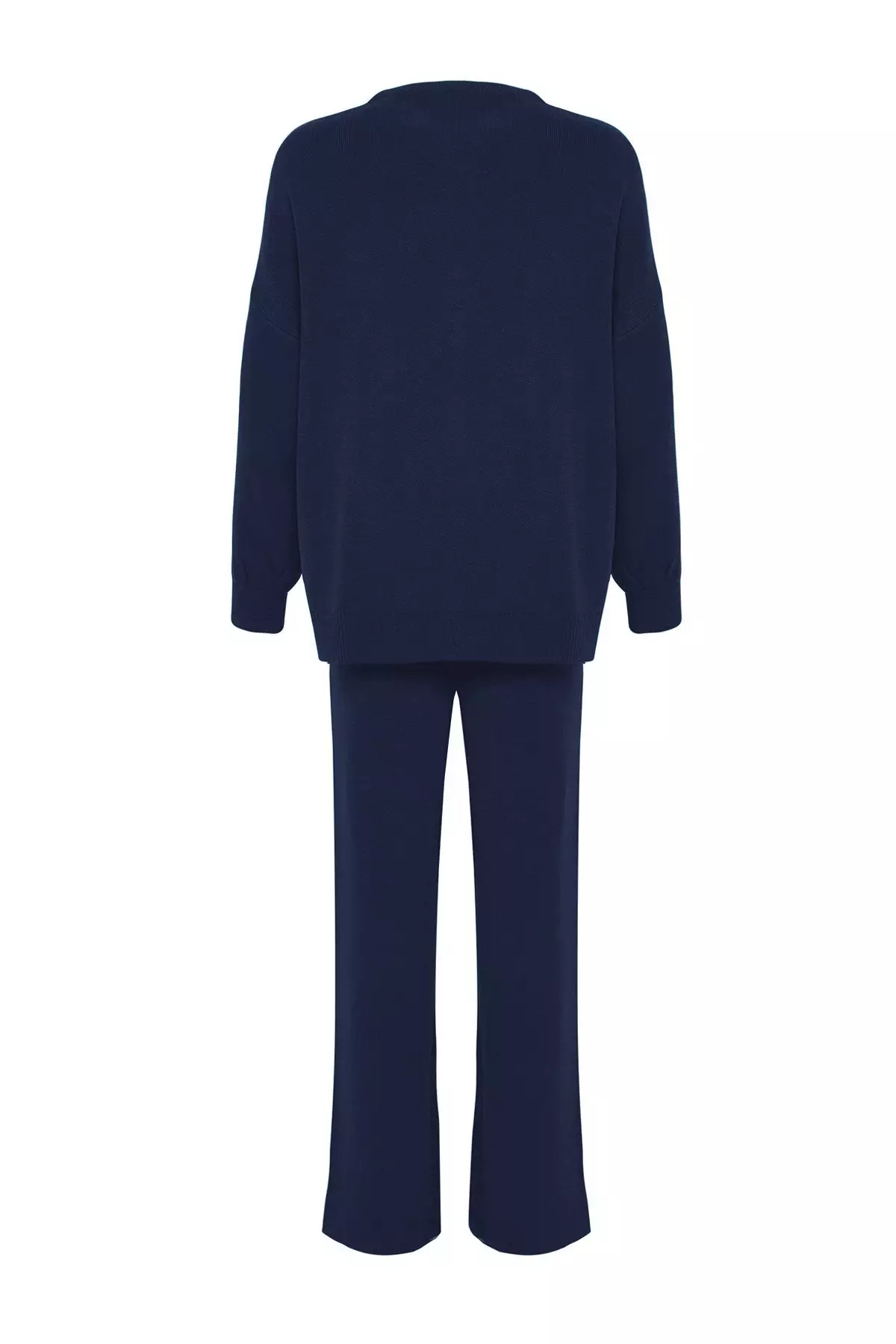 Navy Blue Wide Fit Balloon Sleeve Knitwear Bottom Top Suit