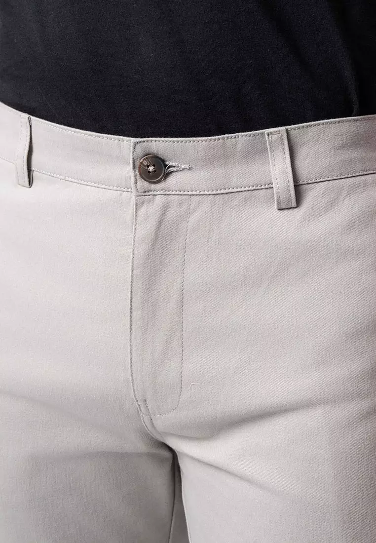 Regular Straight Fit Chino Cotton Twill Light Grey