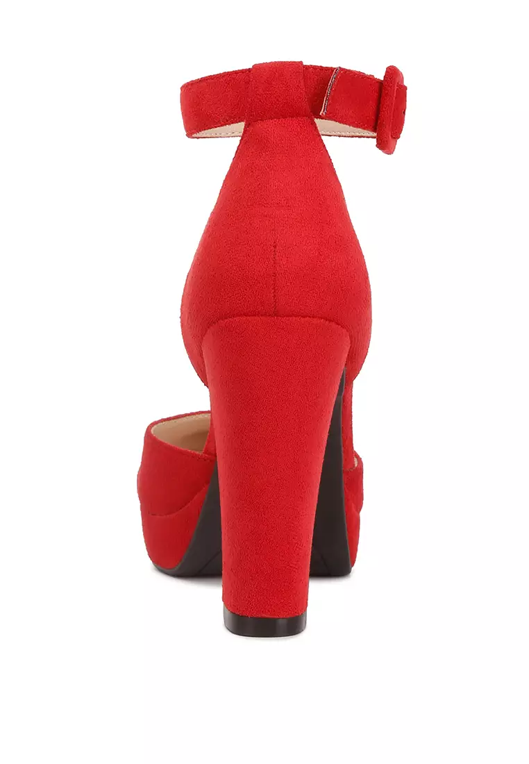 Red platform sale heel sandals