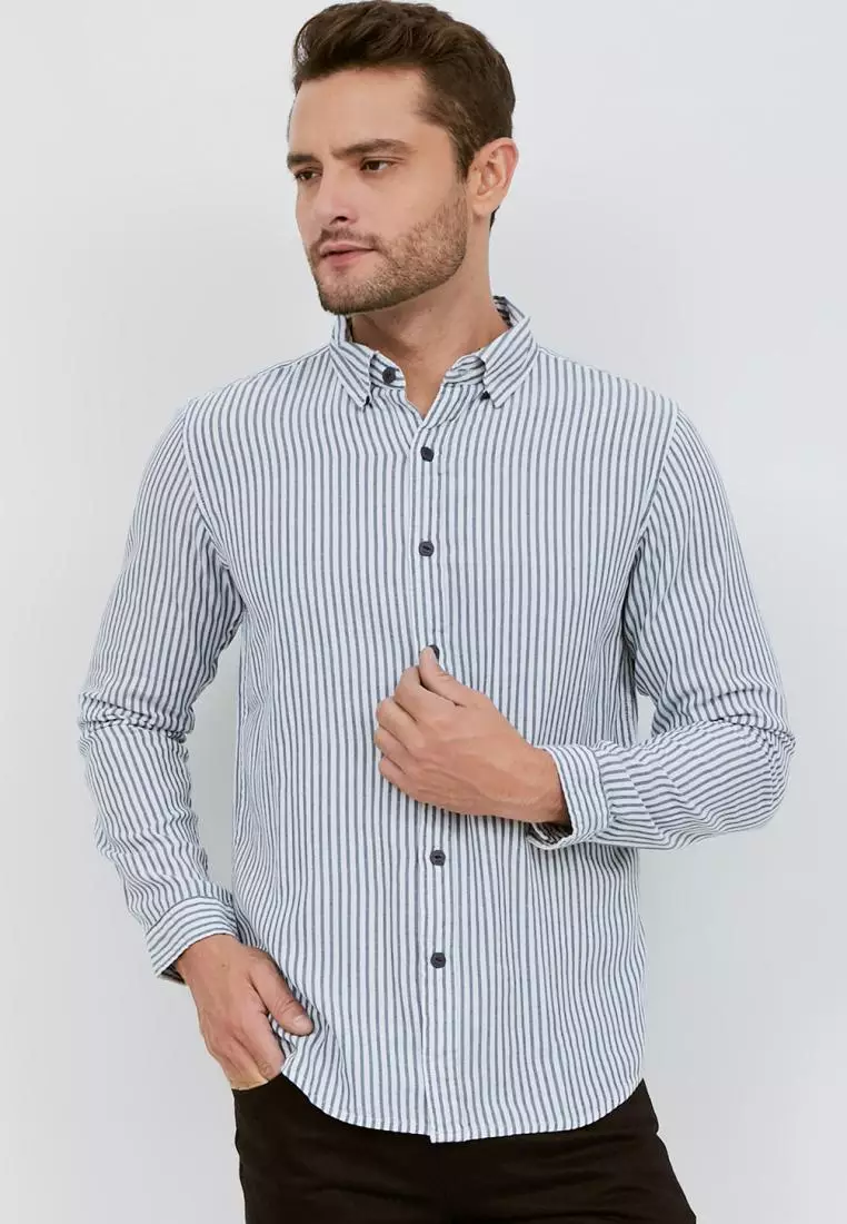 Used 1968 - Industrie Kemeja Pria Lengan Panjang Ball Wash