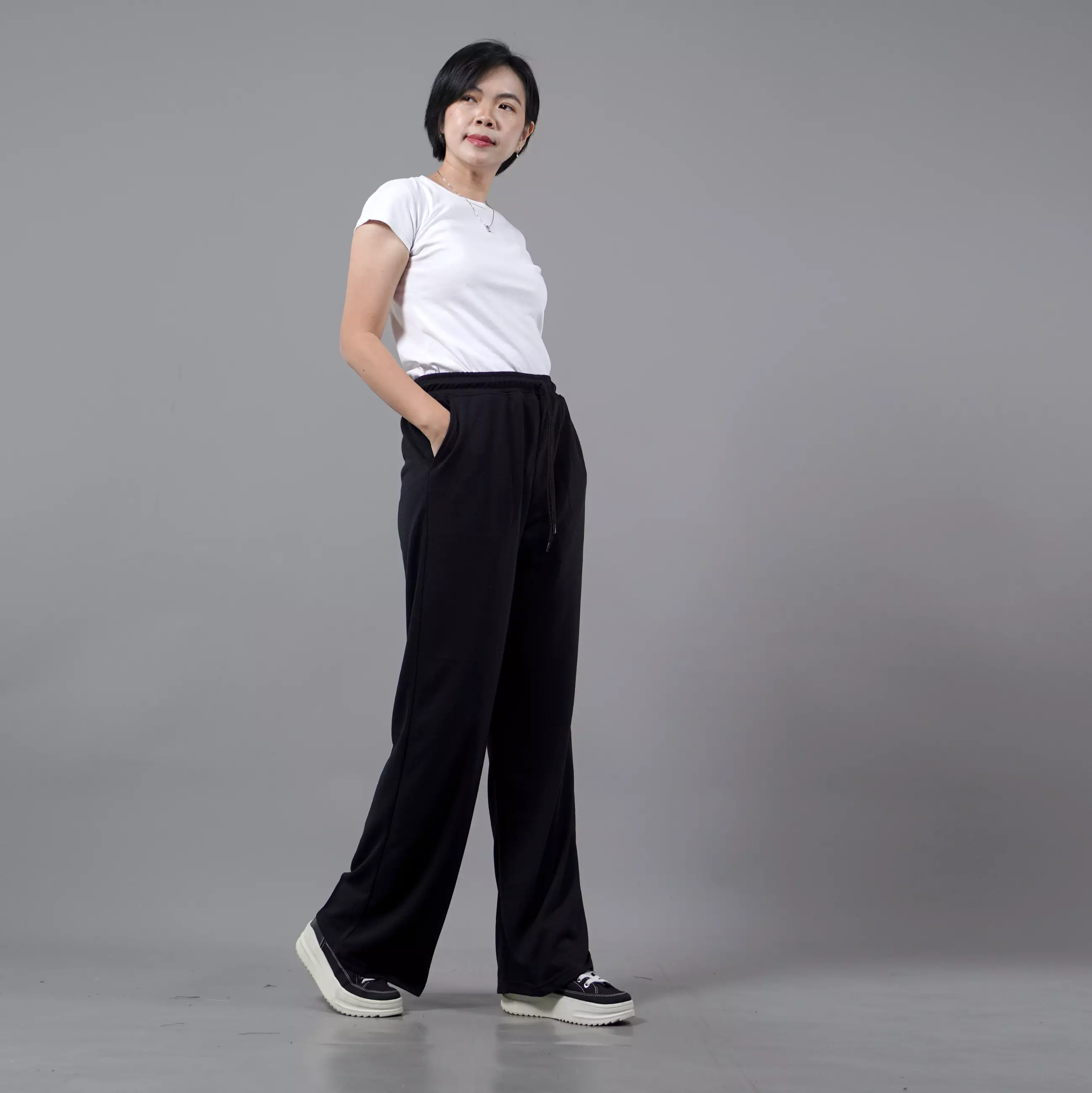 RIA Celana Panjang Wanita Kekinian Loose Pants Wanita - HITAM