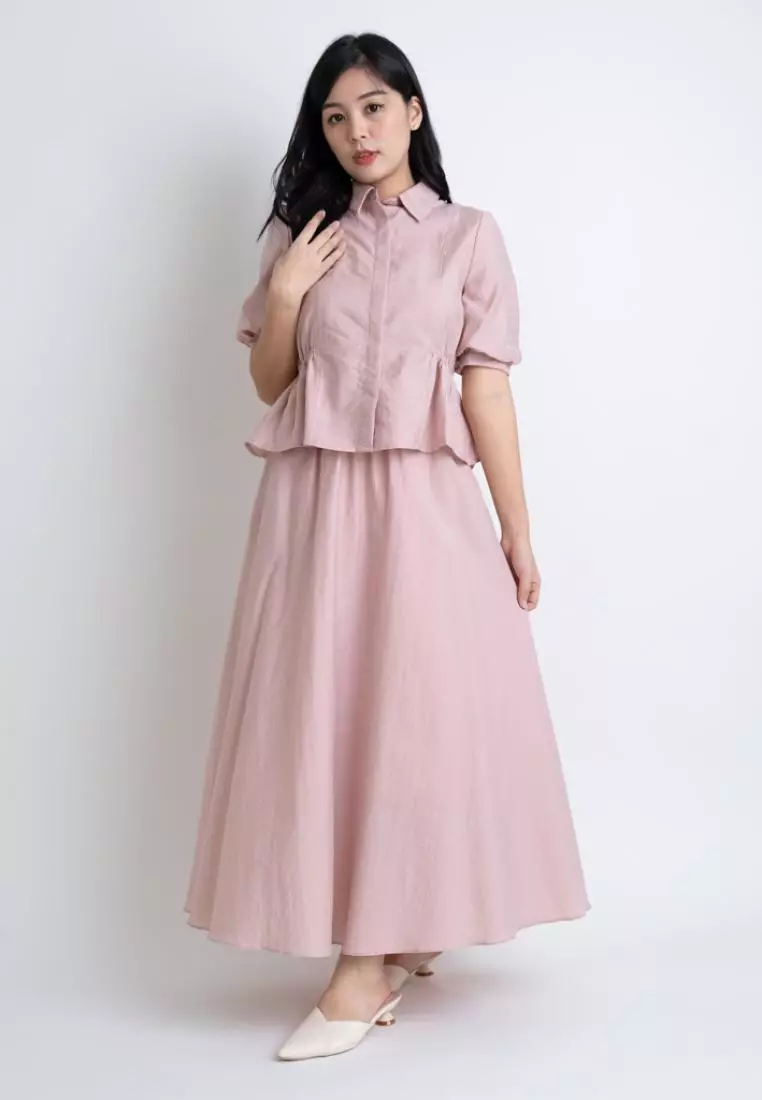 ELEGANT COTTON BLEND BLOUSE WITH PLEATED DETAILS
