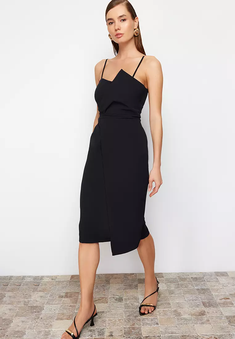 Buy Trendyol Asymmetrical Midi Dress Online | ZALORA Malaysia