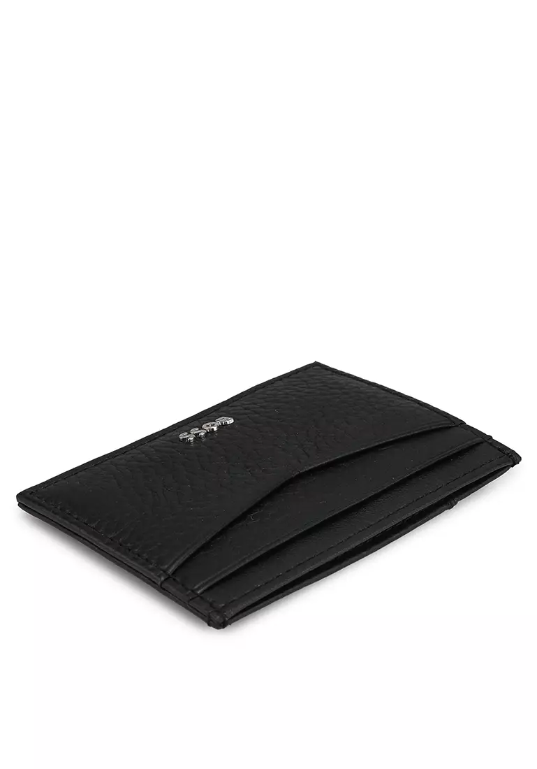 Logo Lettering Grained Leather Money Clip - BOSS Business