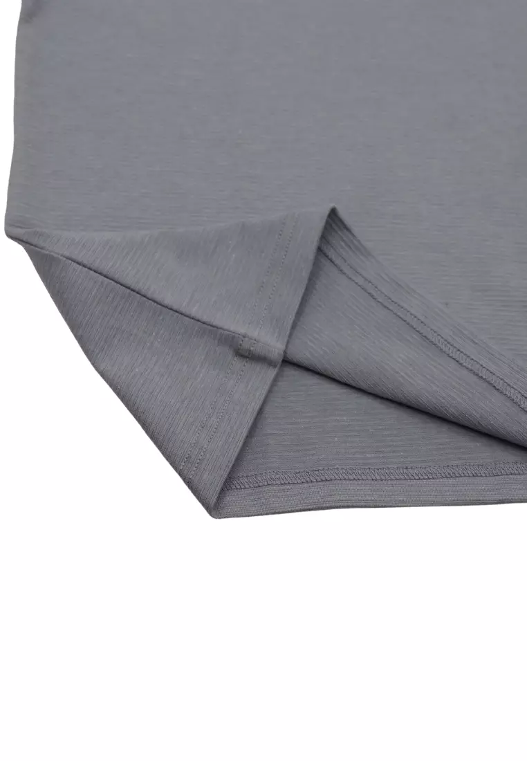 Spandex Plain Gray T-Shirt For Men With Logo Embroidery On Chest